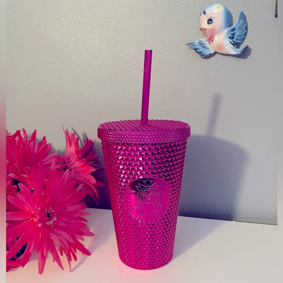 NWT 💗Starbucks Pink Chrome Studded Tumbler ‘Sangria Bling’ Magenta Metallic - Picture 1 of 6